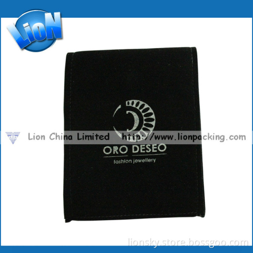 Sivler Logo Printing Flap Jewellery Velvet Pouches (R-062)